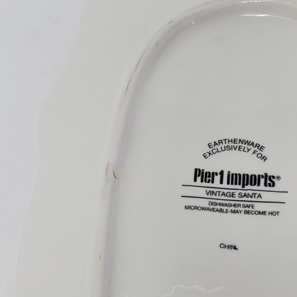 PIER 1 IMPORTS EARTHENWARE VINTAGE SANTA PLATE TRAY DECOR COLLECTIBLE CHRISTMAS - Picture 7 of 10